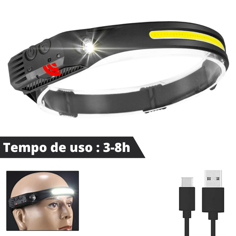 Lanterna de Cabeça Recarregável USB com Sensor - LightVision