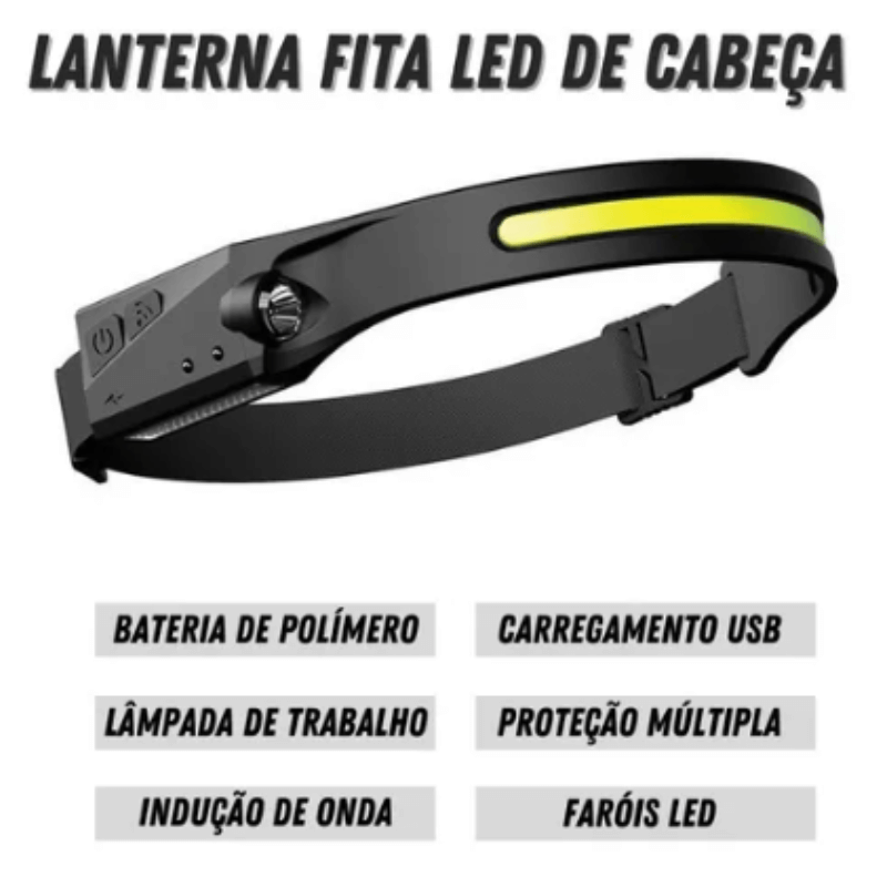 Lanterna de Cabeça Recarregável USB com Sensor - LightVision